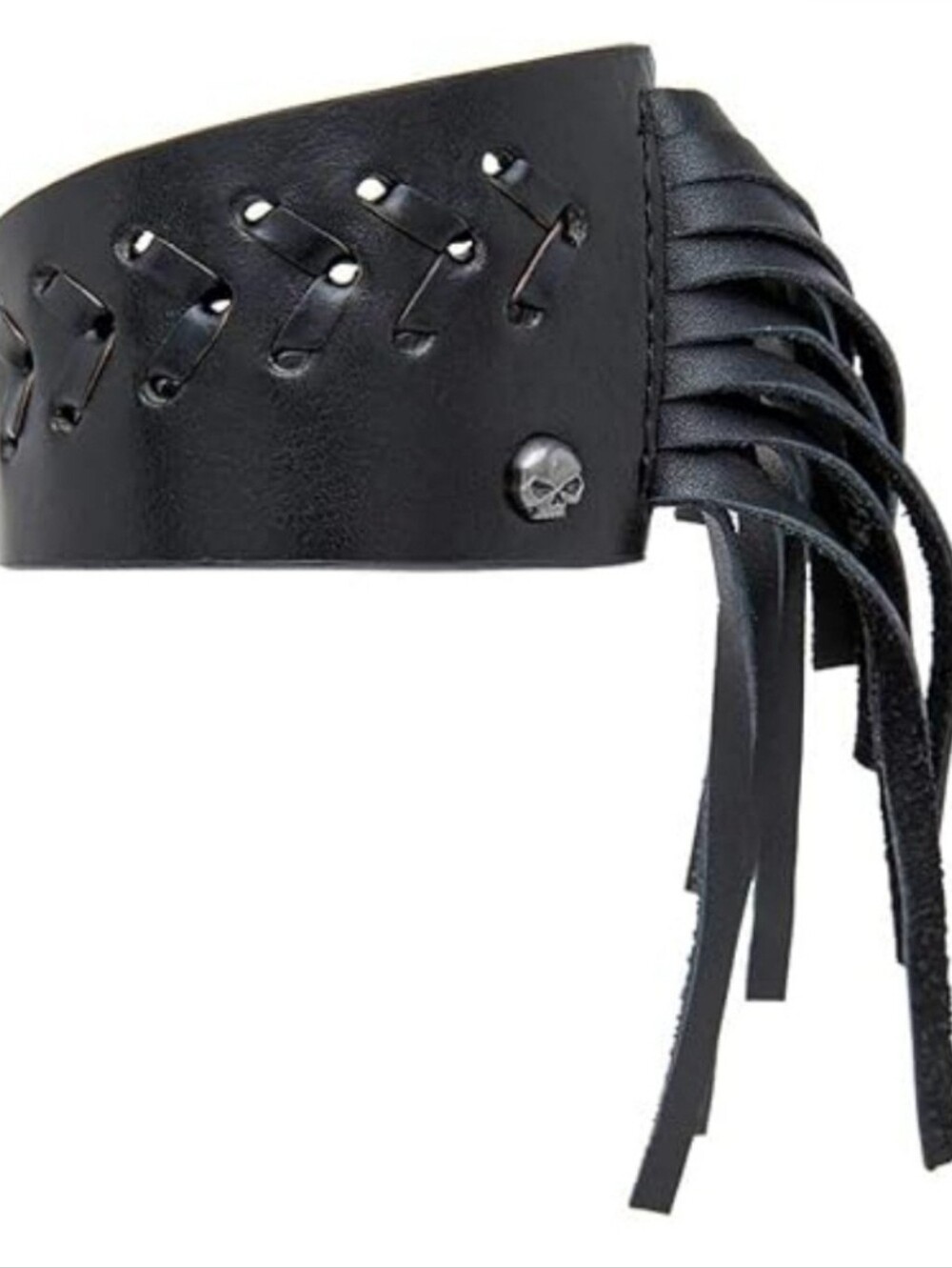 Harley Davison leather fringe Dreamroll cuff bracelet
